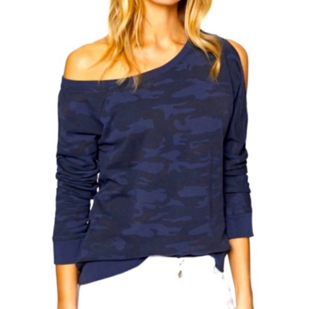 Sanctuary Alexi Blue Camo Asymmetrical Sweatshirt Size M